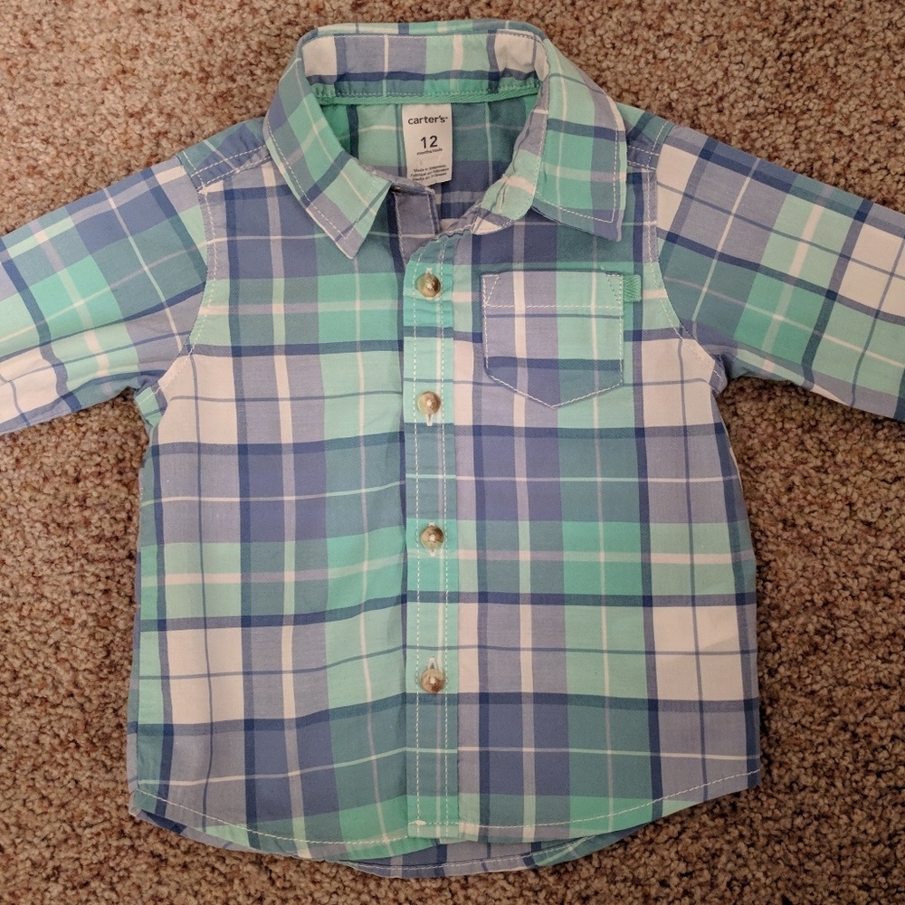 Carter's Plaid Button Up Shirt 12 mo
